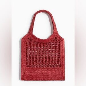 H&M Red Straw Tote Bag